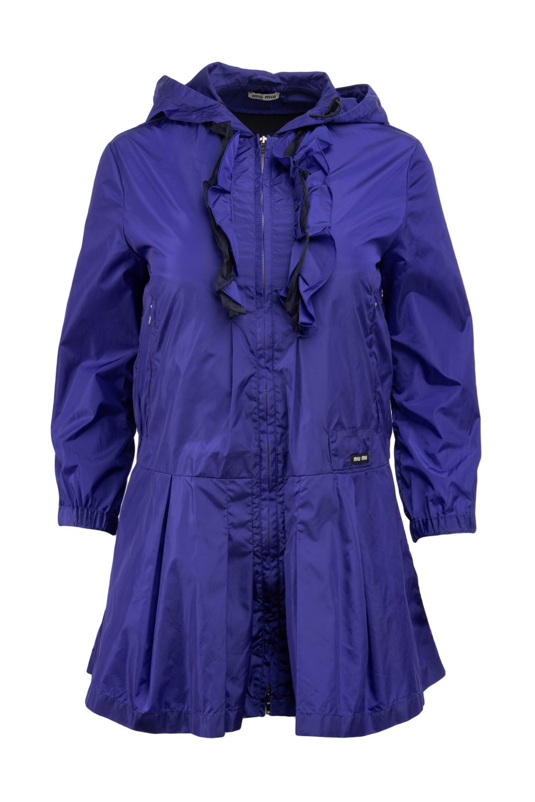 Miu Miu Size 40 2011 Ruffle Trim Hooded Peplum Jacket