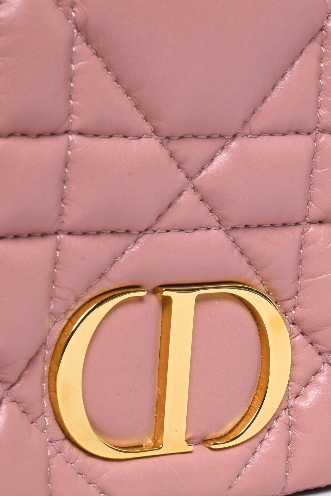 Dior 2022 Caro Rose Macrocannage Padded Quilted Leather Pouch Chain Crossbody