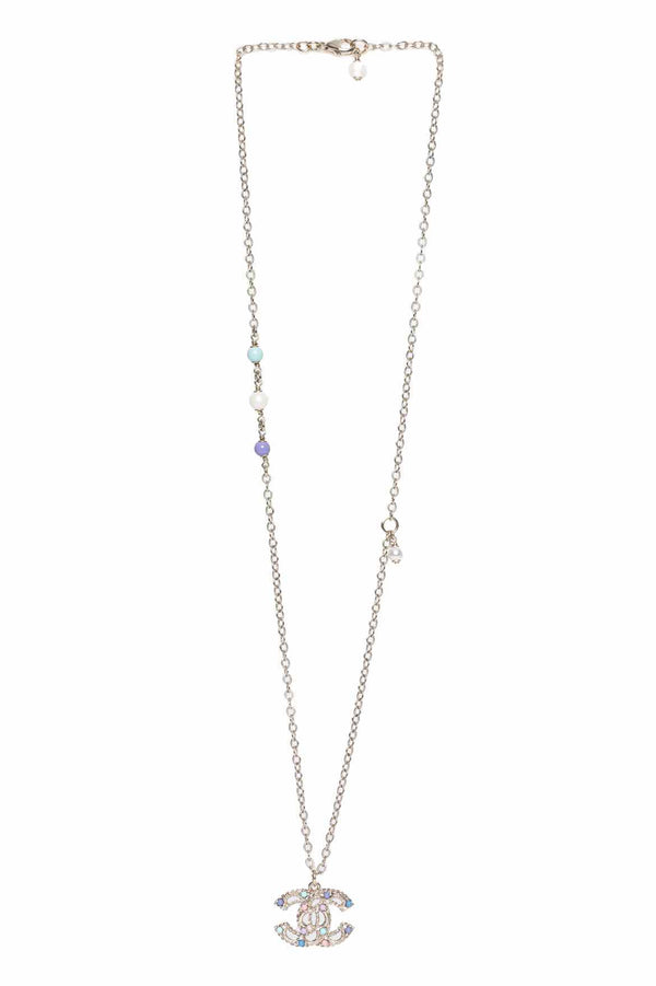 Chanel Crystal Resin CC Pendant Necklace