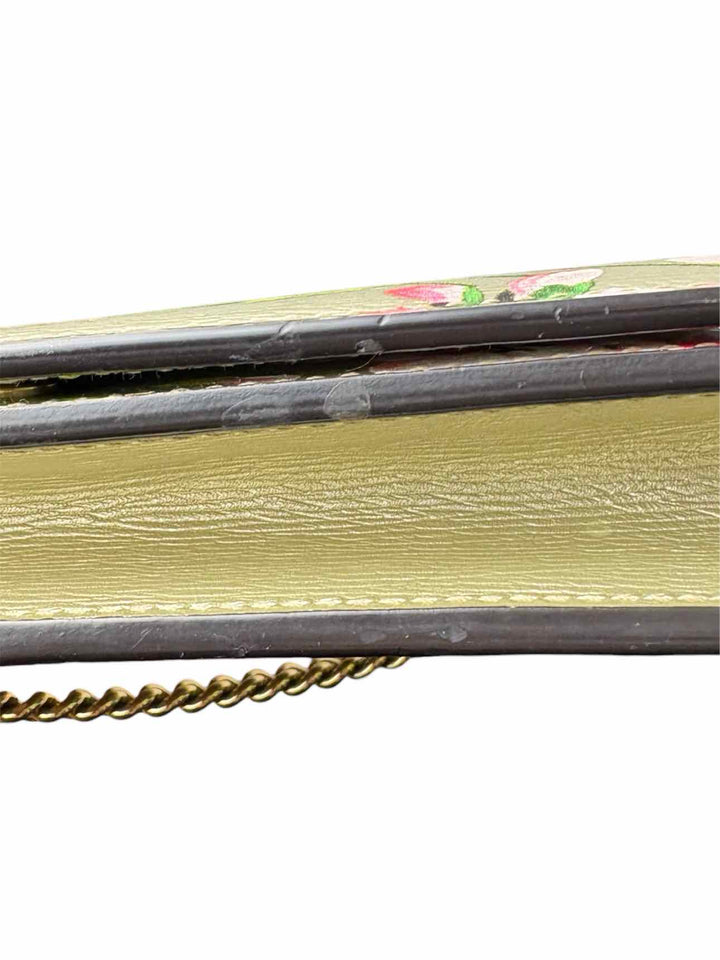 Gucci Gold Leather Blooms Wallet on Chain Purse