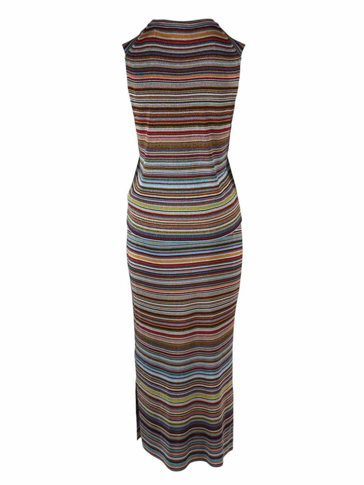 Paul Smith Size L/XL Metallic Stripe Knit Top & Midi Skirt Set