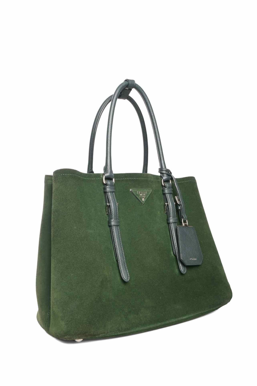 Prada Saffiano-Trimmed Scamosciato Double Tote