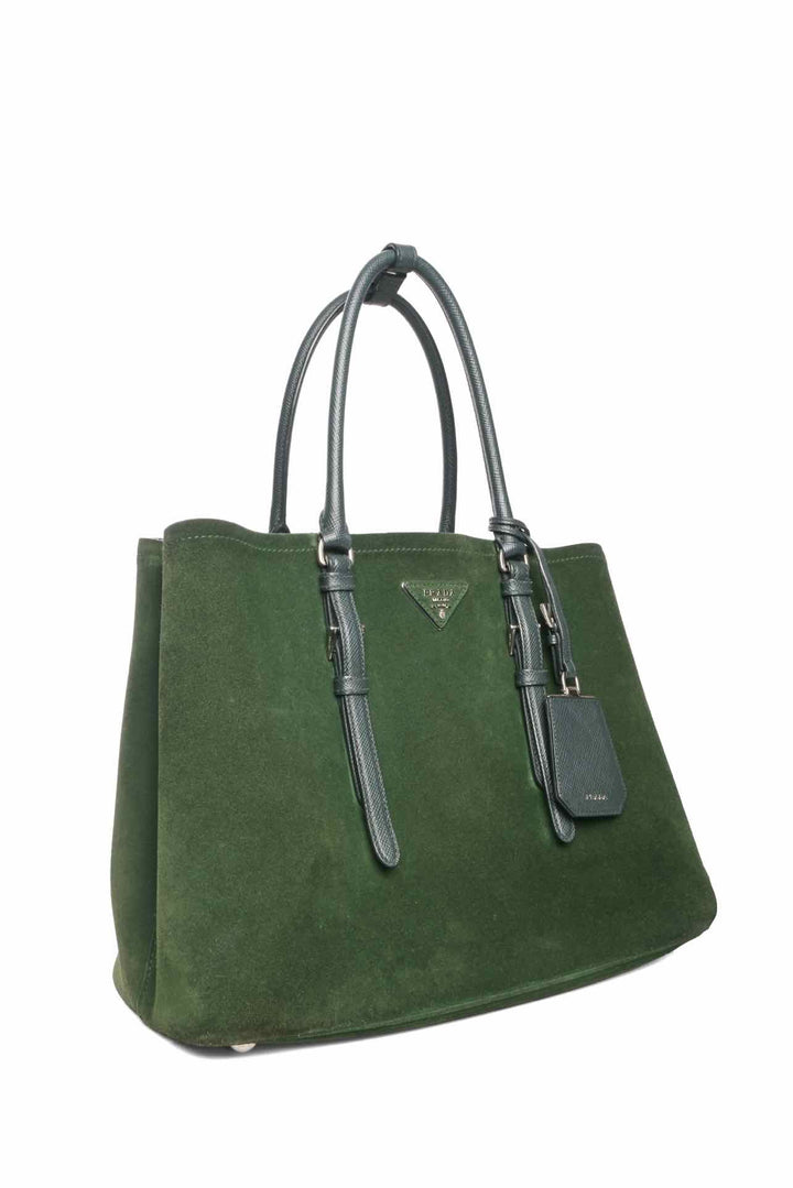 Prada Saffiano-Trimmed Scamosciato Double Tote