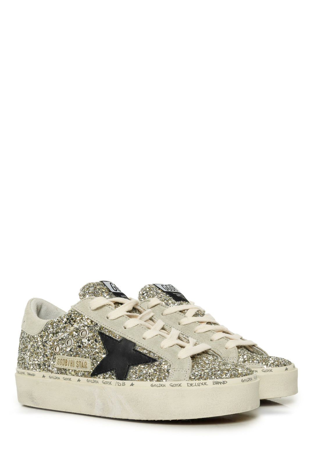 Golden Goose Size 35 Hi Star Glitter & Suede Sneaker