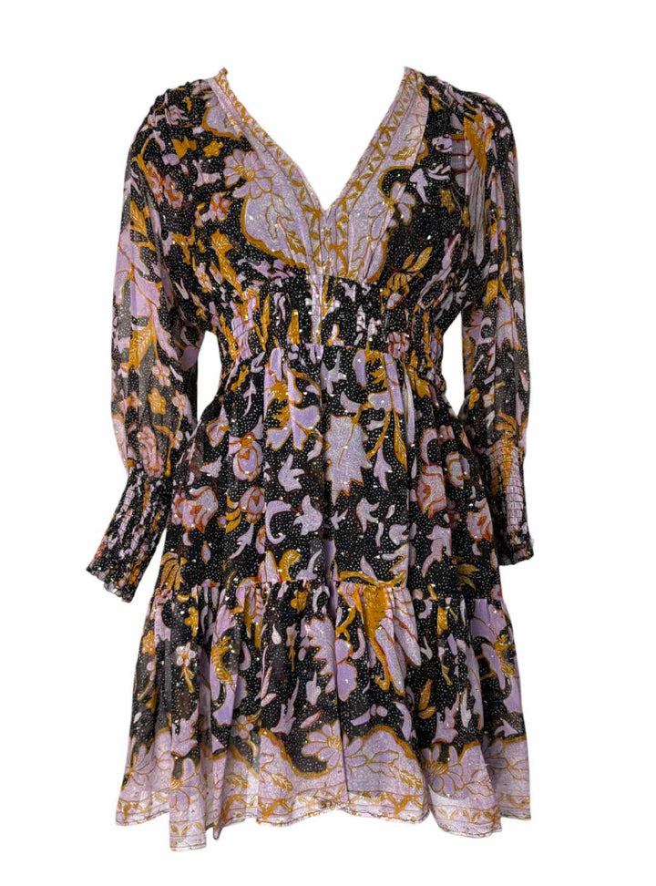 Ulla Johnson Size 6 Metallic Floral Silk Dress