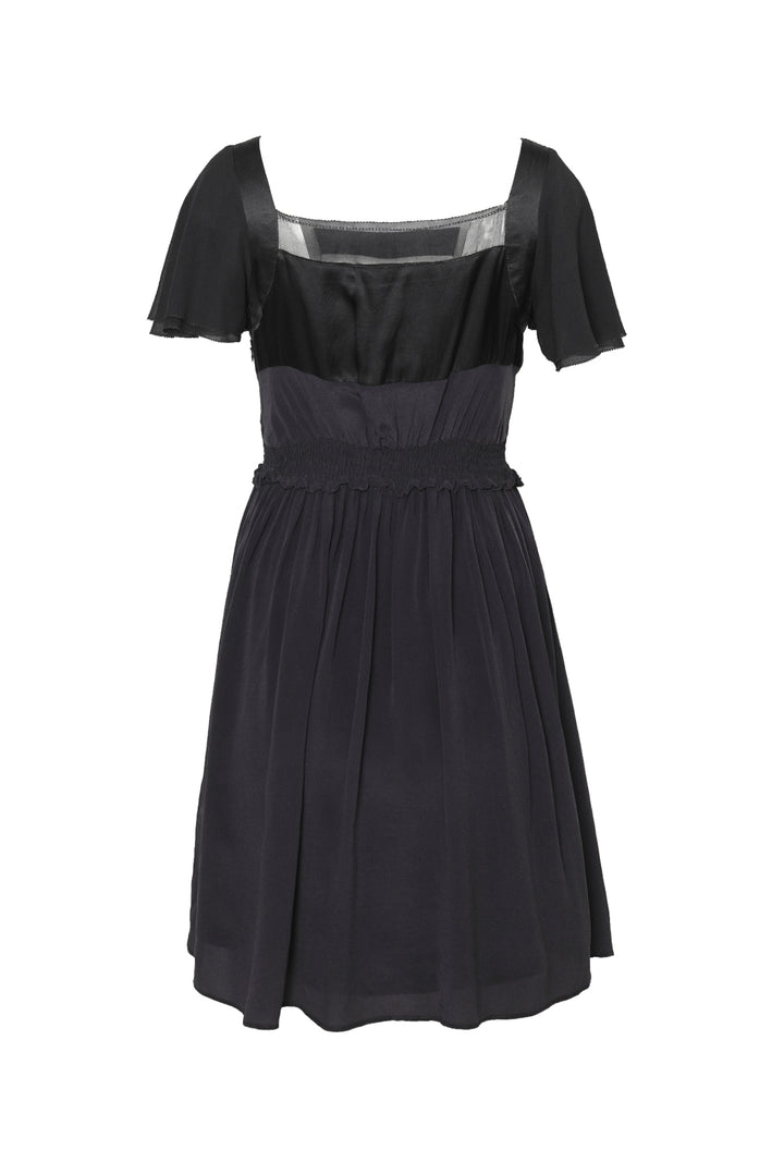 Alberta Ferretti Size L Silk Ruched Frilly Dress