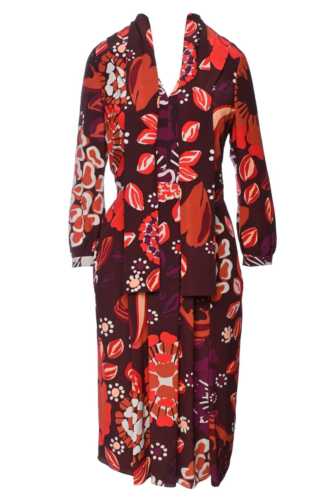 Burberry Size 8 Floral Silk Midi Dress