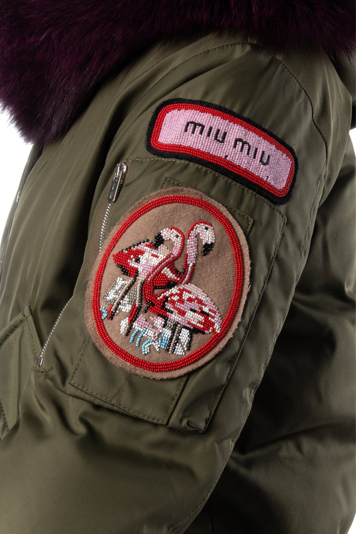 Miu Miu Size 38 Bead-Embellished Fir Trimmed Jacket