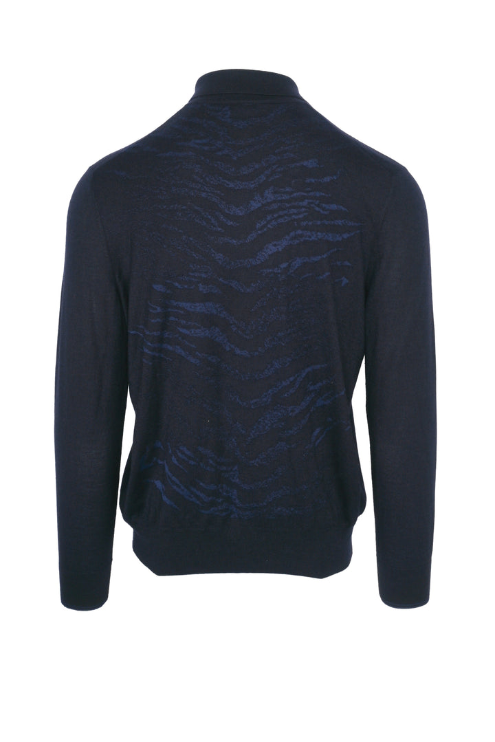Stefano Ricci Size L Men's Cashmere & Silk Printed Knit Polo Sweater