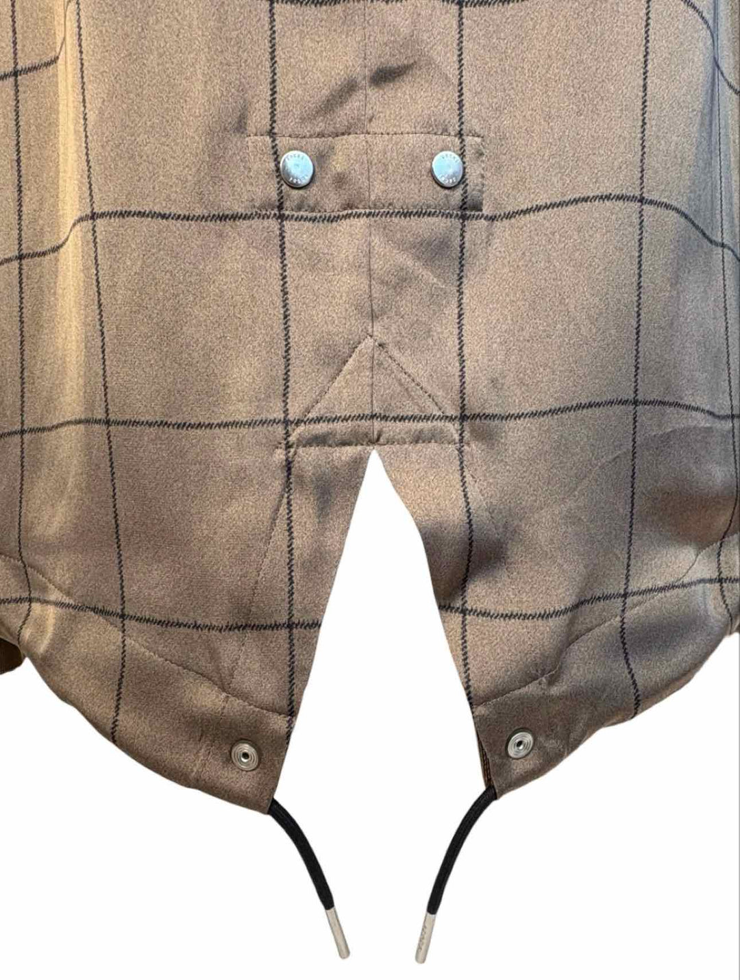 Sacai Size 3 Windowpane Print Drawstring Dress