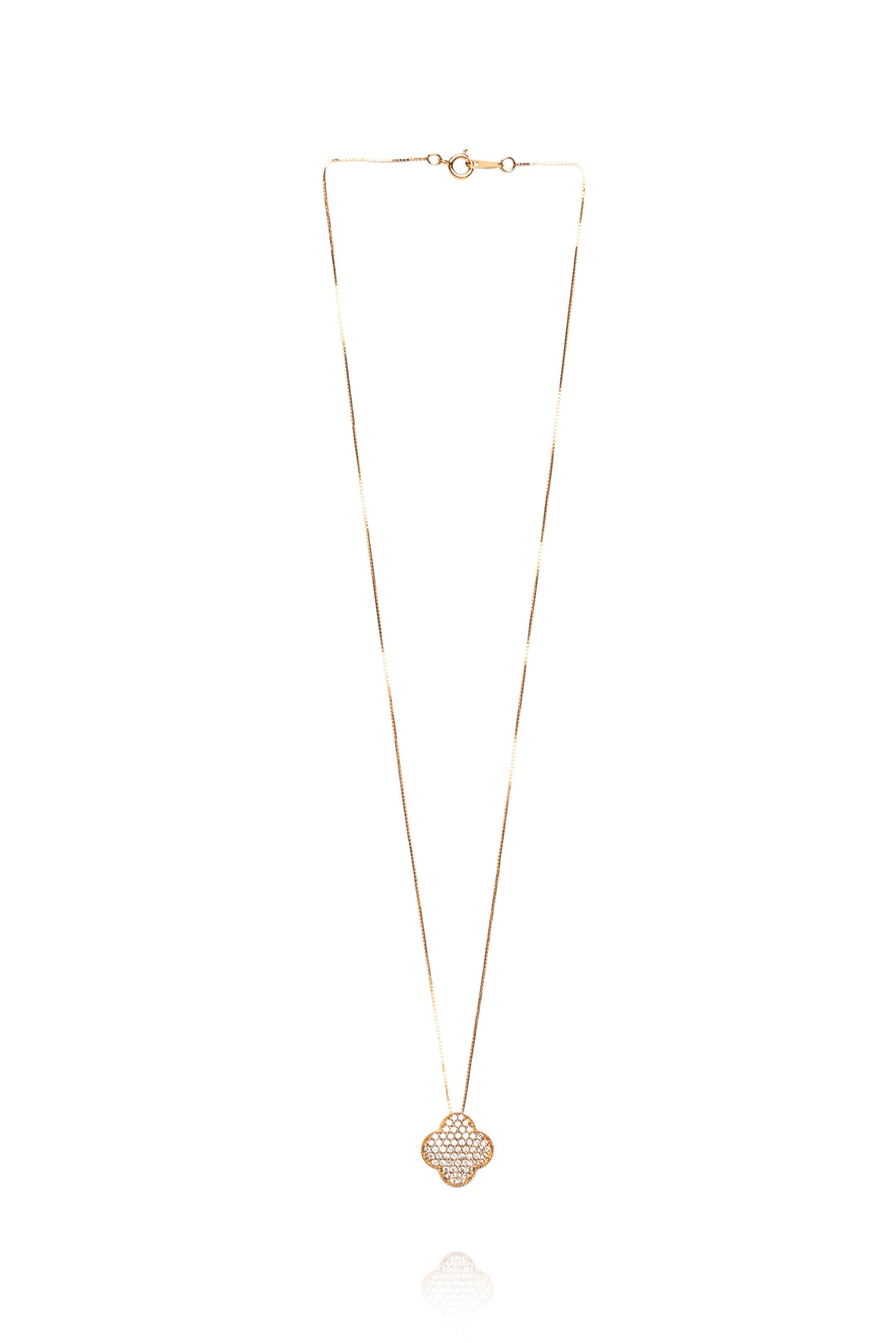 Midas 10K Yellow Gold Multi Diamond Clover Pendant Necklace