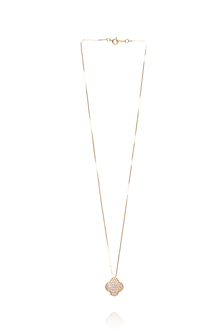 Midas 10K Yellow Gold Multi Diamond Clover Pendant Necklace