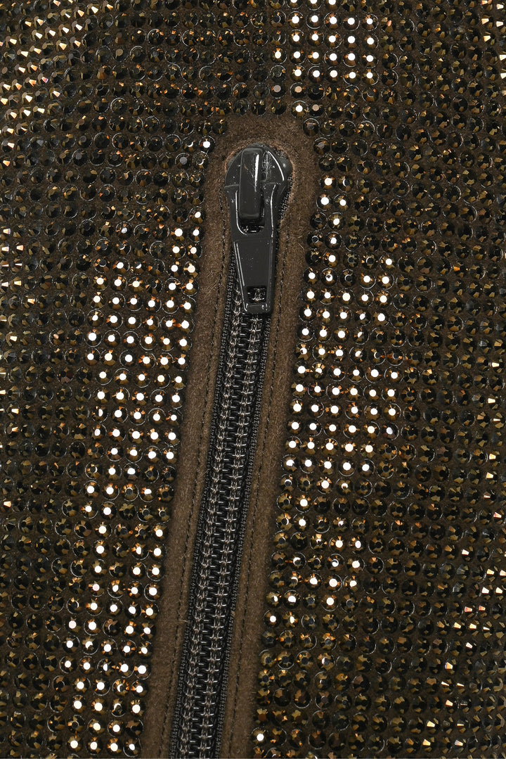 Bottega Veneta Size 37 Suede Crystal Sparkle Dot Tall Boots