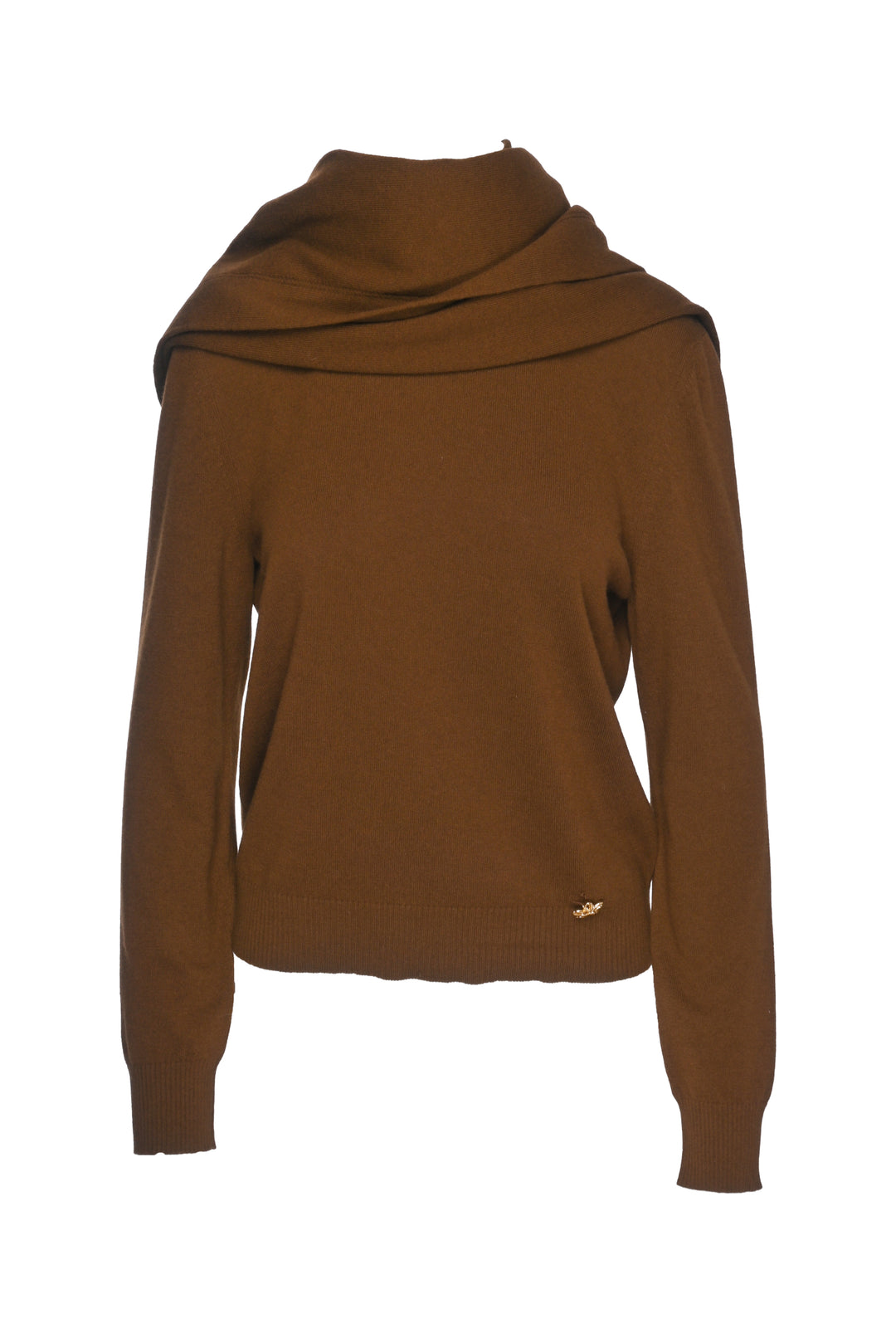 Oscar De La Renta Size L Scarfed Detail Cashmere Sweater