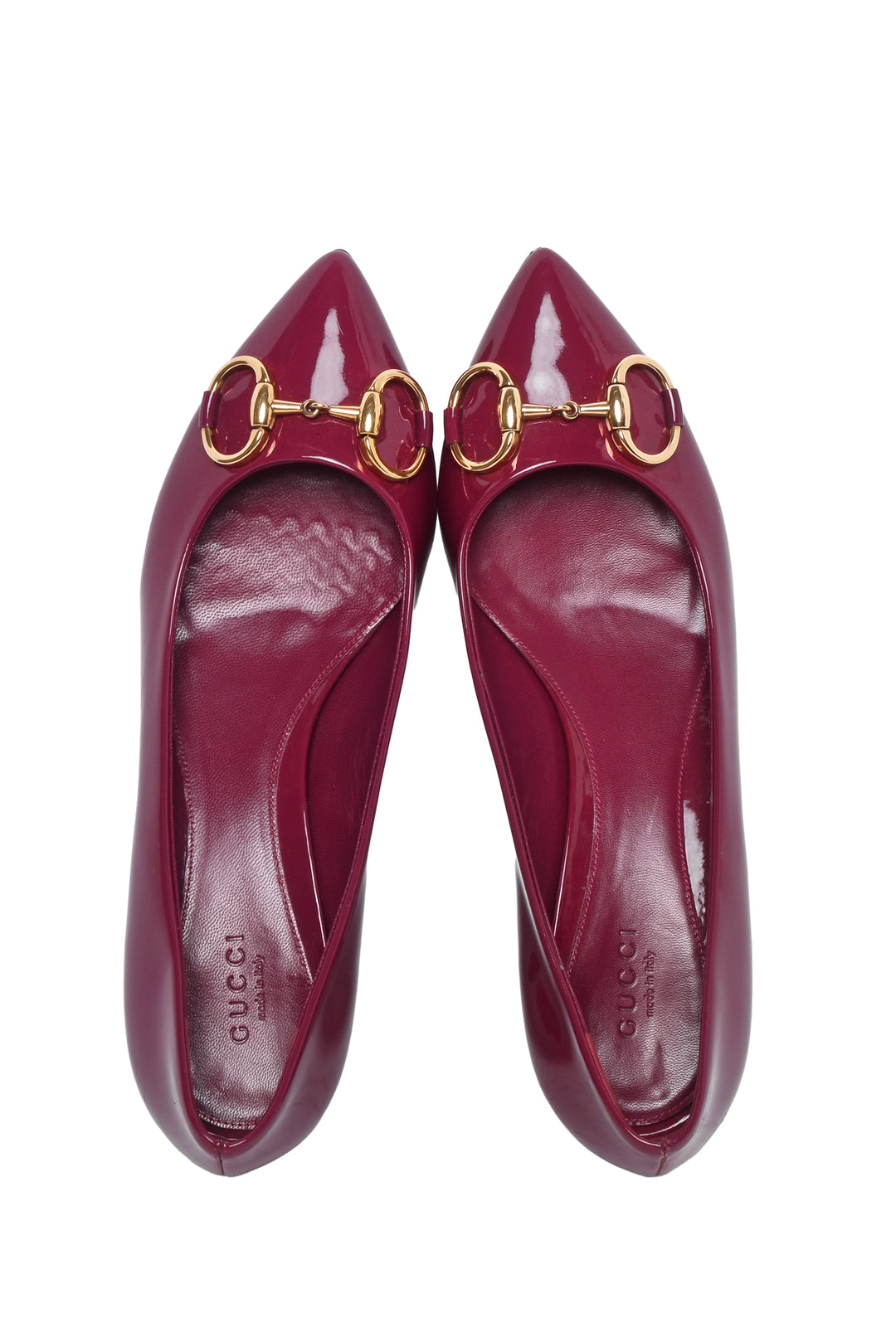 Gucci Size 37 Patent Horsebit Kitten Pumps