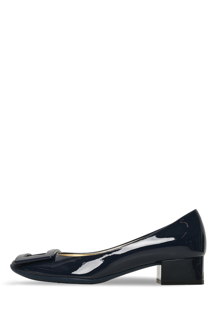 Roger Vivier Size 35 Patent Leather Buckle Block Heel Pumps