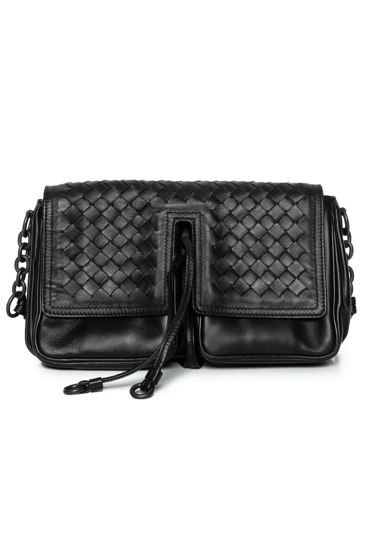 Bottega Veneta Intrecciato Leather Double Pocket Flap Crossbody