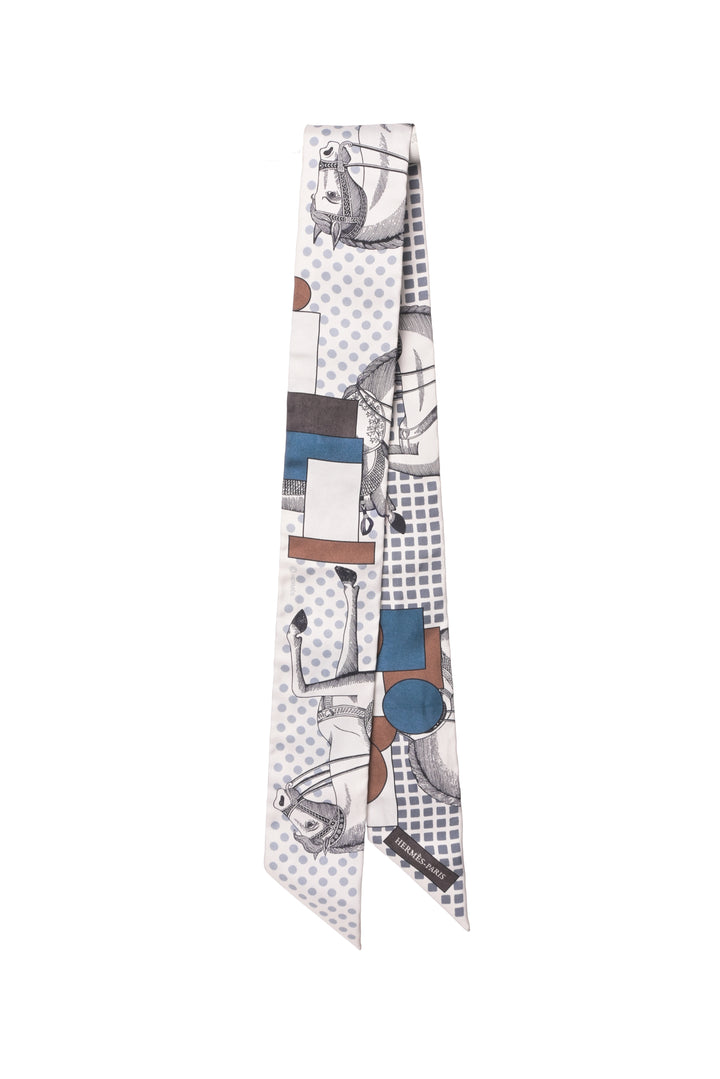 Hermes Cavalier En Formes Silk Twilly Scarf