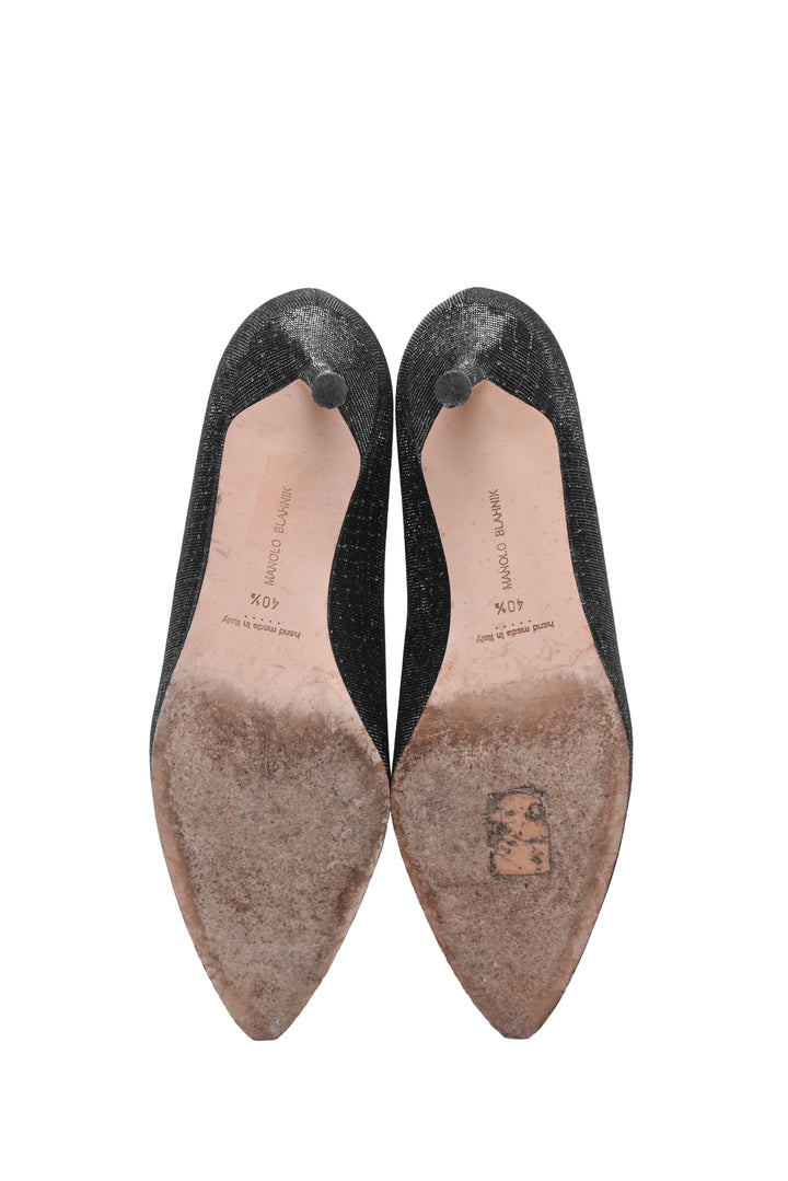 Manolo Blahnik Size 40.5 Hangisi Glitter Pumps