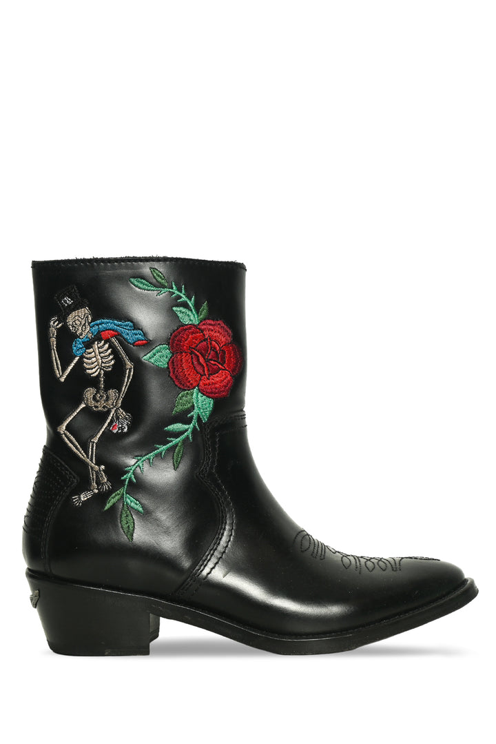 Zadig & Voltaire Size 37 Pilar Embroidered Western Ankle Boots