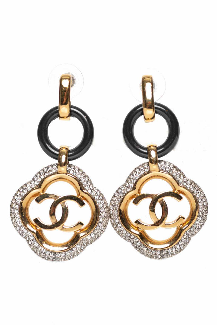 Chanel 2019 Resin & Strass CC Logo Earrings
