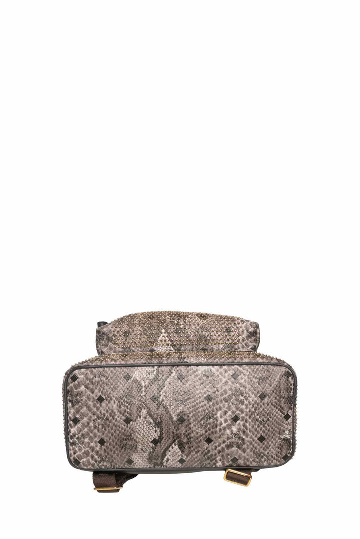 MCM Snakeskin Printed Studded Stark BackPack