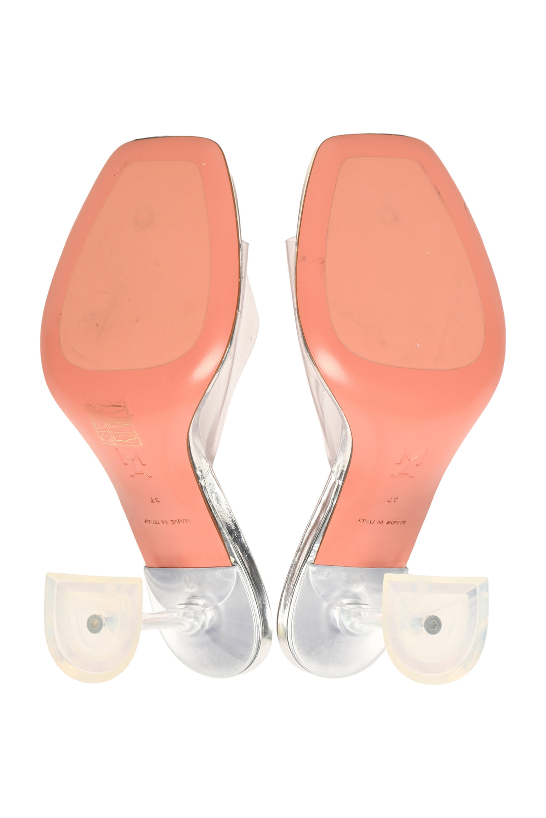Amina Muaddi Size 37 Lupita PVC & Leather Sandals