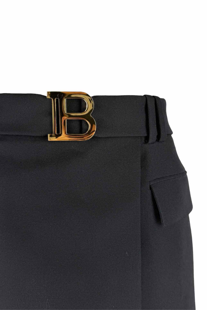 Balmain Size 36 Belted Low Rise Wool Mini Skirt