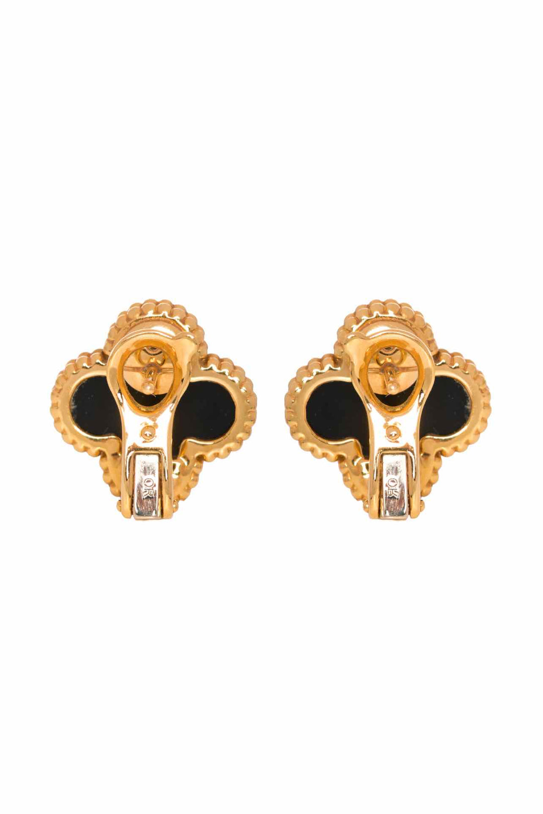 Van Cleef & Arpels 2020 18K Yellow Gold & Black Onyx Vintage Alhambra Earrings
