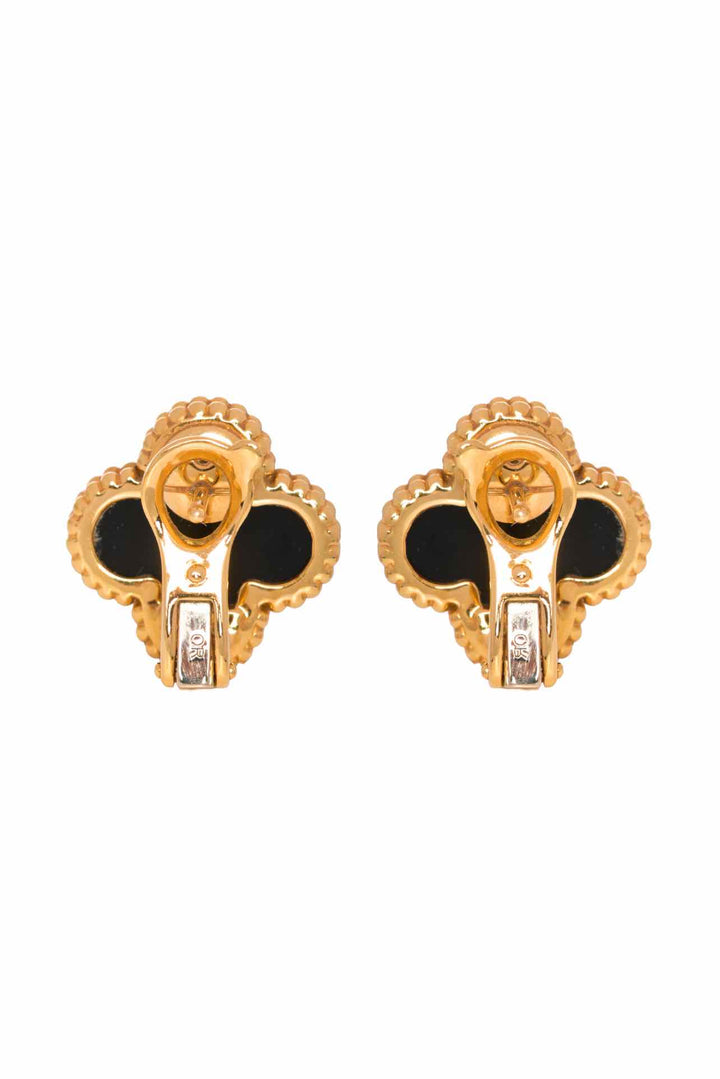 Van Cleef & Arpels 2020 18K Yellow Gold & Black Onyx Vintage Alhambra Earrings