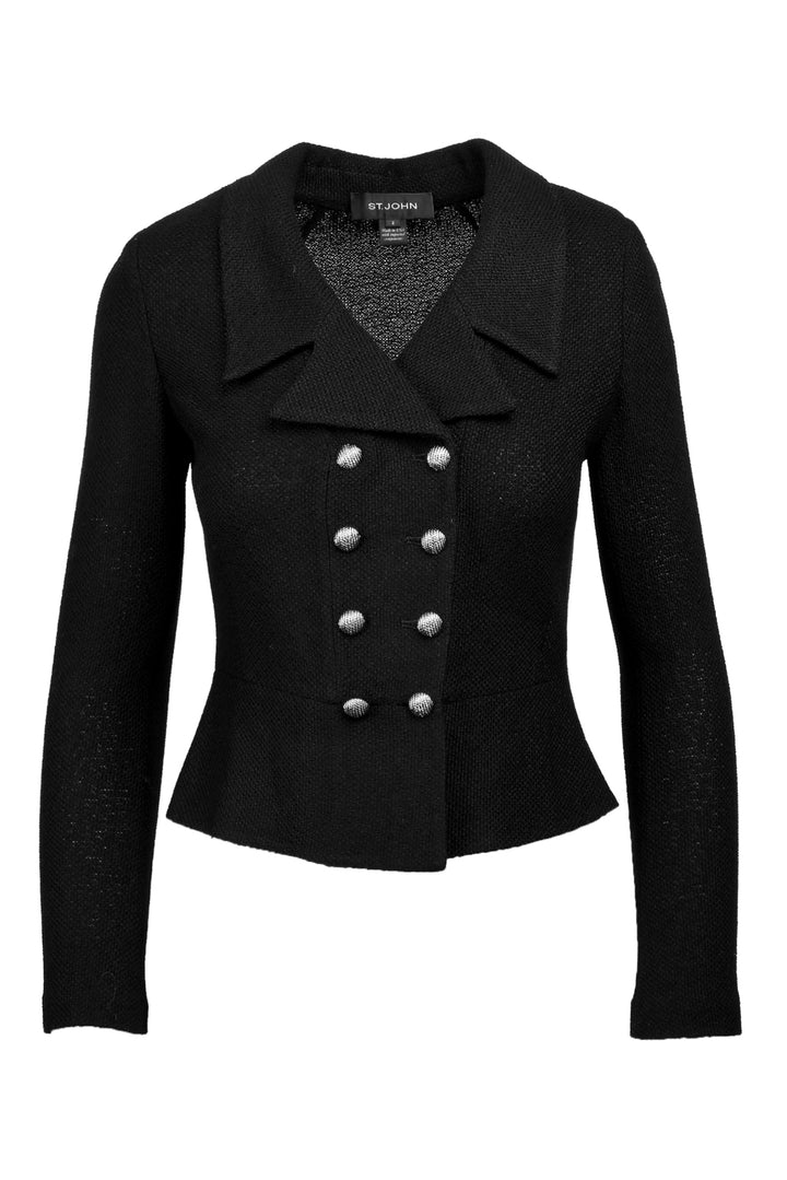 St. John Size 2 Double Breasted Wool-Blend Knit Jacket
