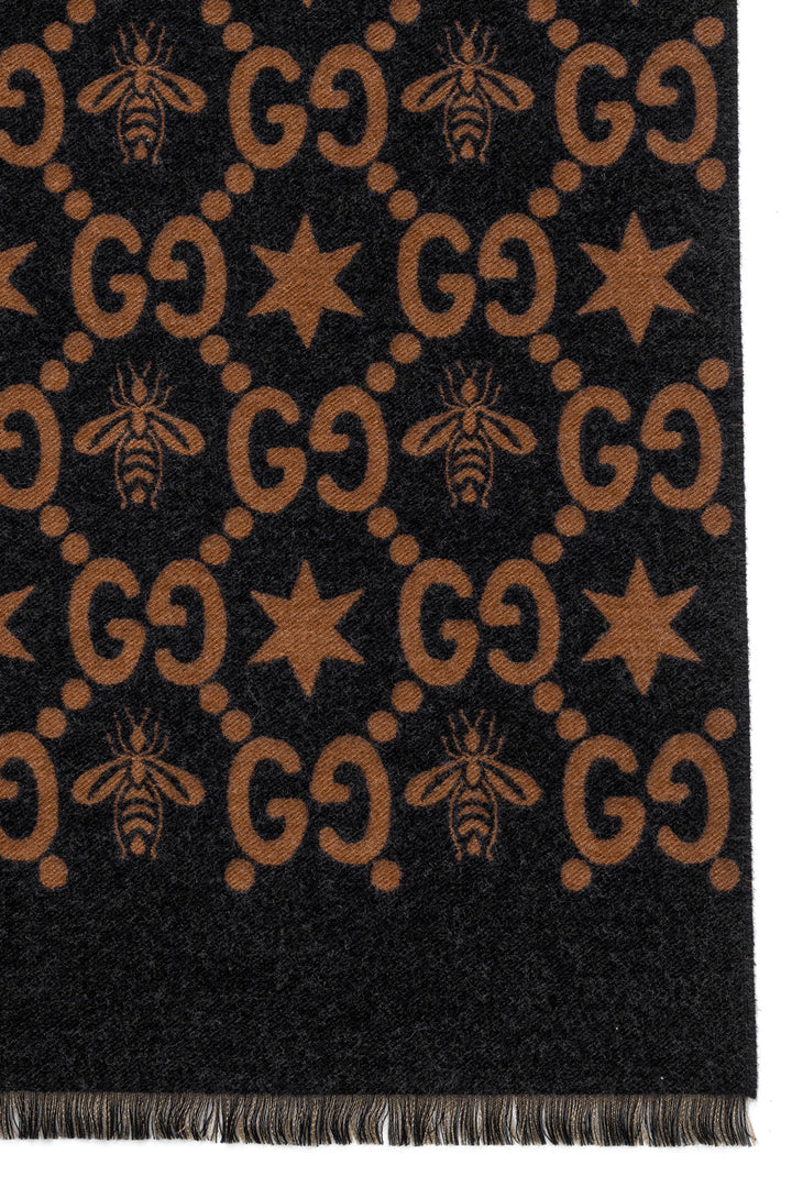 Gucci Jacquard GG Logo Star Bee Scarf