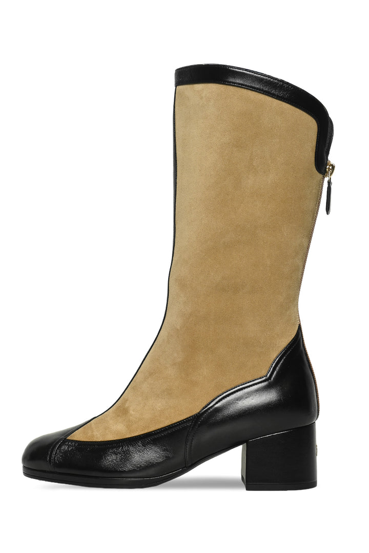 Chanel Size 40 Suede & Leather Mid-Calf Boots