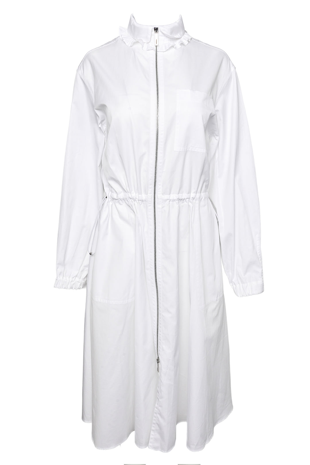 Hermes Size 4 Cotton Zip Cinched Midi Dress