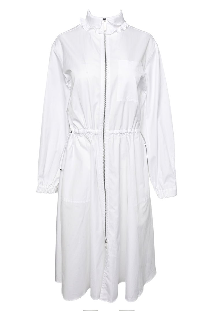 Hermes Size 4 Cotton Zip Cinched Midi Dress
