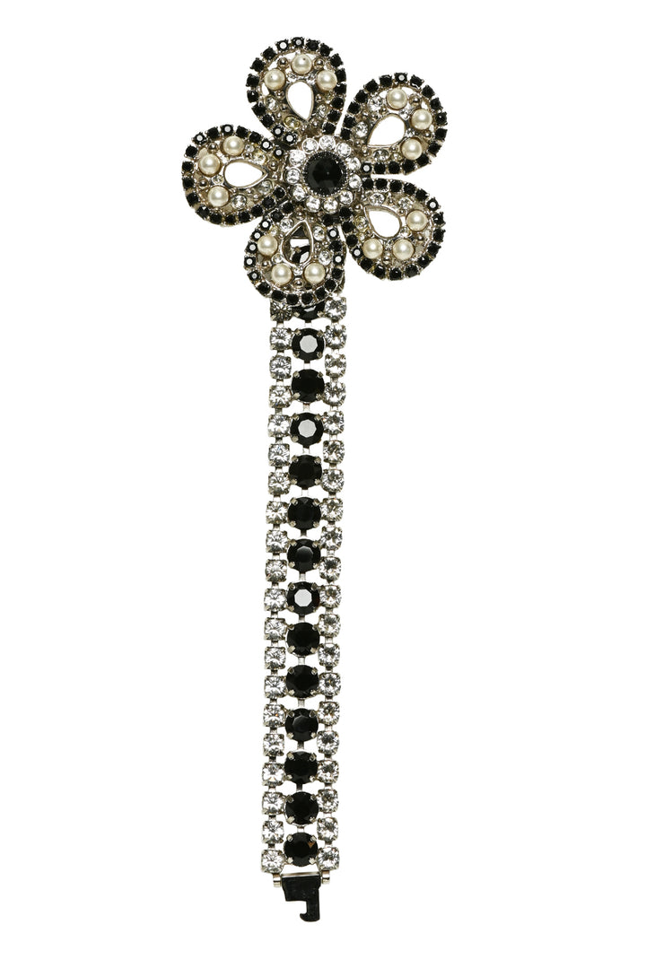 Miu Miu Crystal & Faux Pearl Flower Bracelet