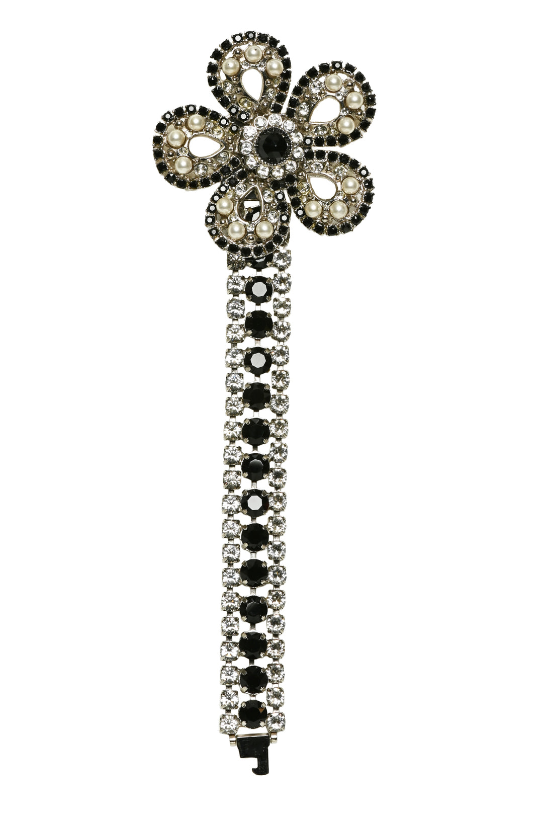 Miu Miu Crystal & Faux Pearl Flower Bracelet
