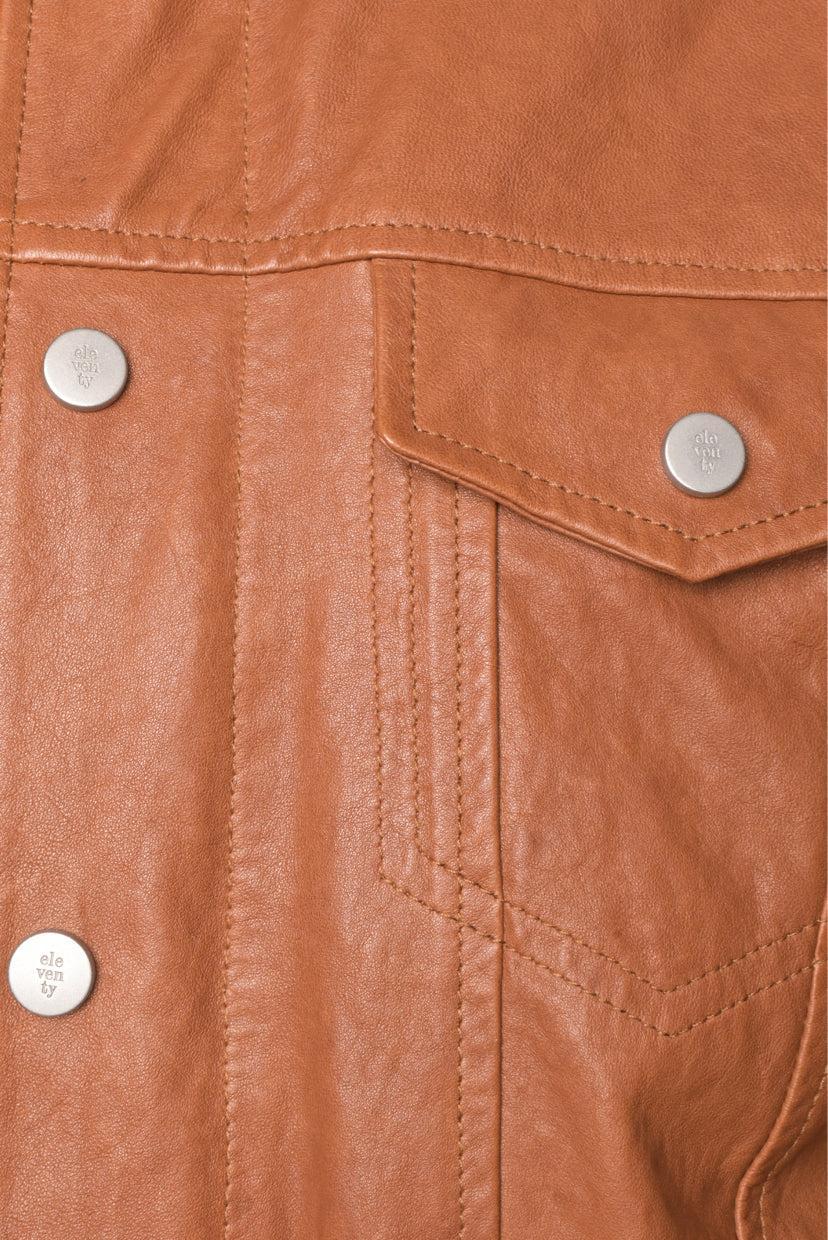 Eleventy Size 42 Men's Calf Leather Trucker Jacket