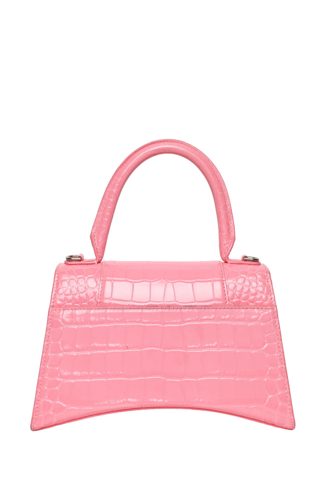 Balenciaga Small Hourglass Crocodile Embossed Leather Top Handle Crossbody
