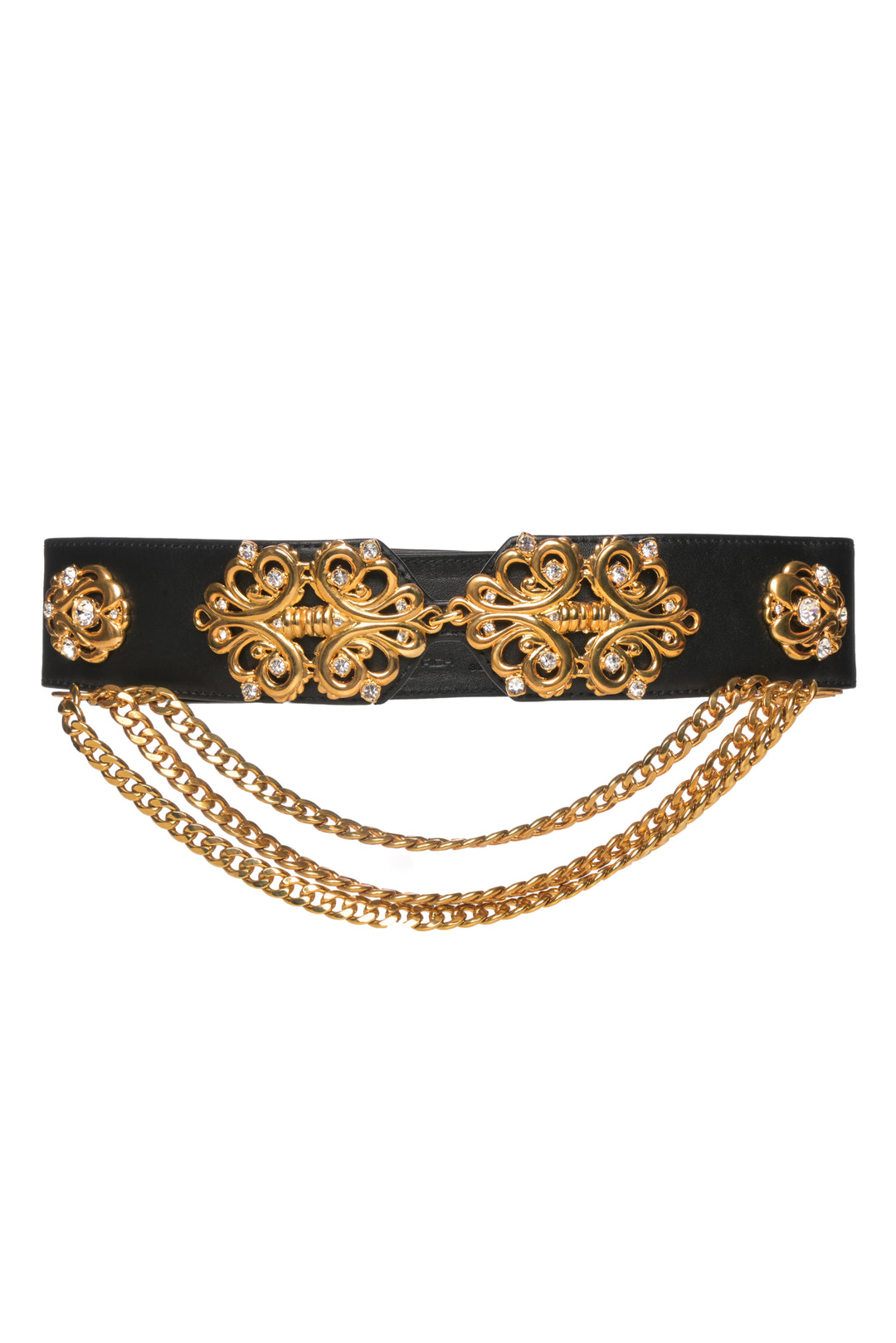 Alessandra Rich Size S Gold Embellishedment Leather Belt