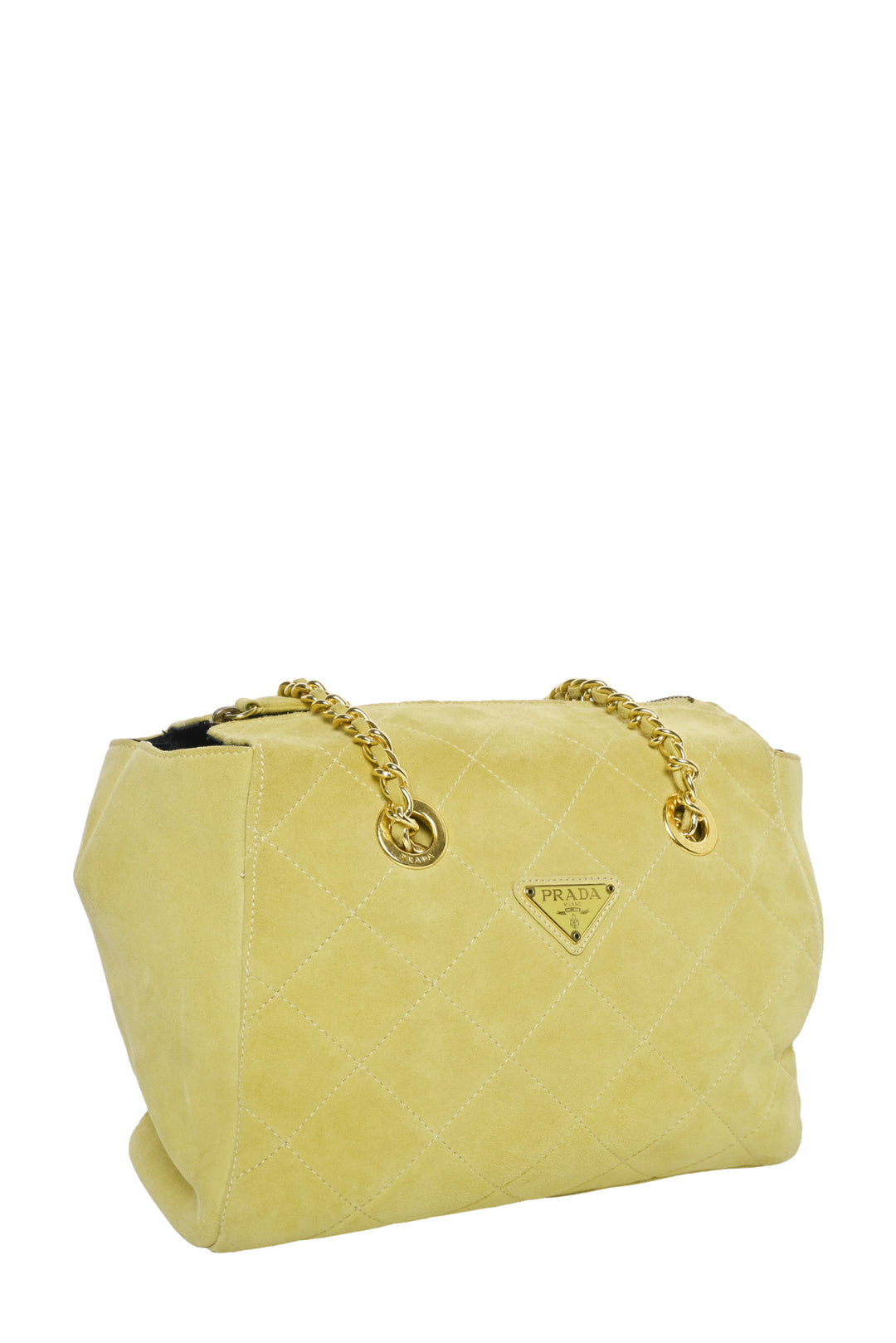 Prada Vintage Diamond Quilted Suede Chain Tote