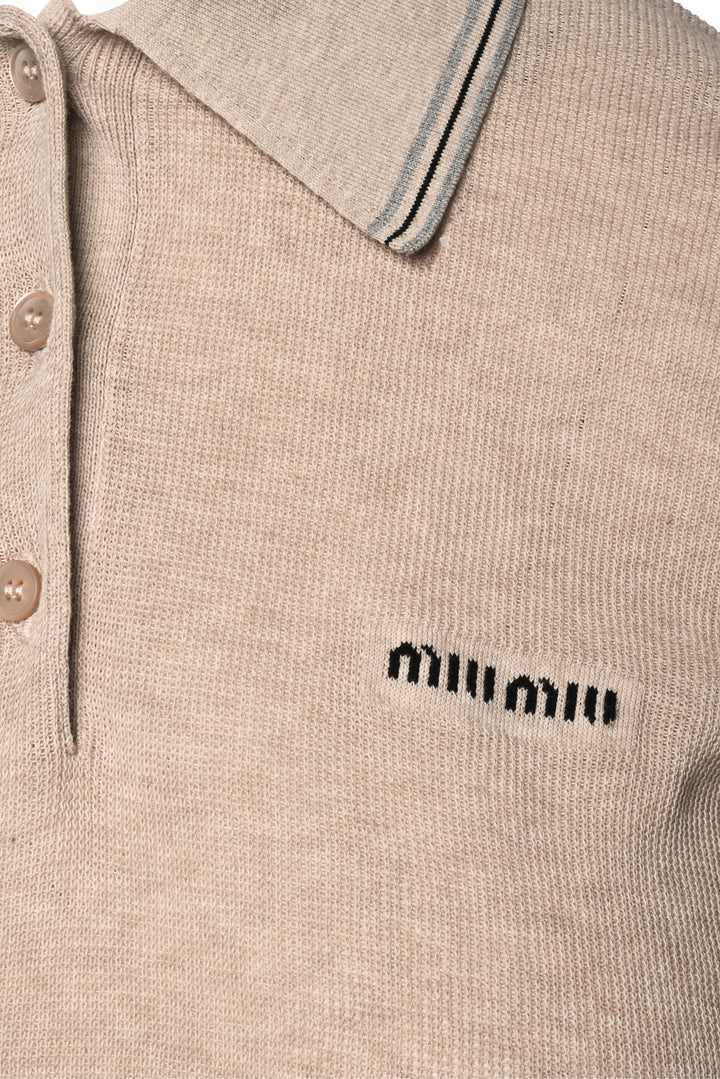 Miu Miu Size 38 2024 Cotton Knit Polo Shirt