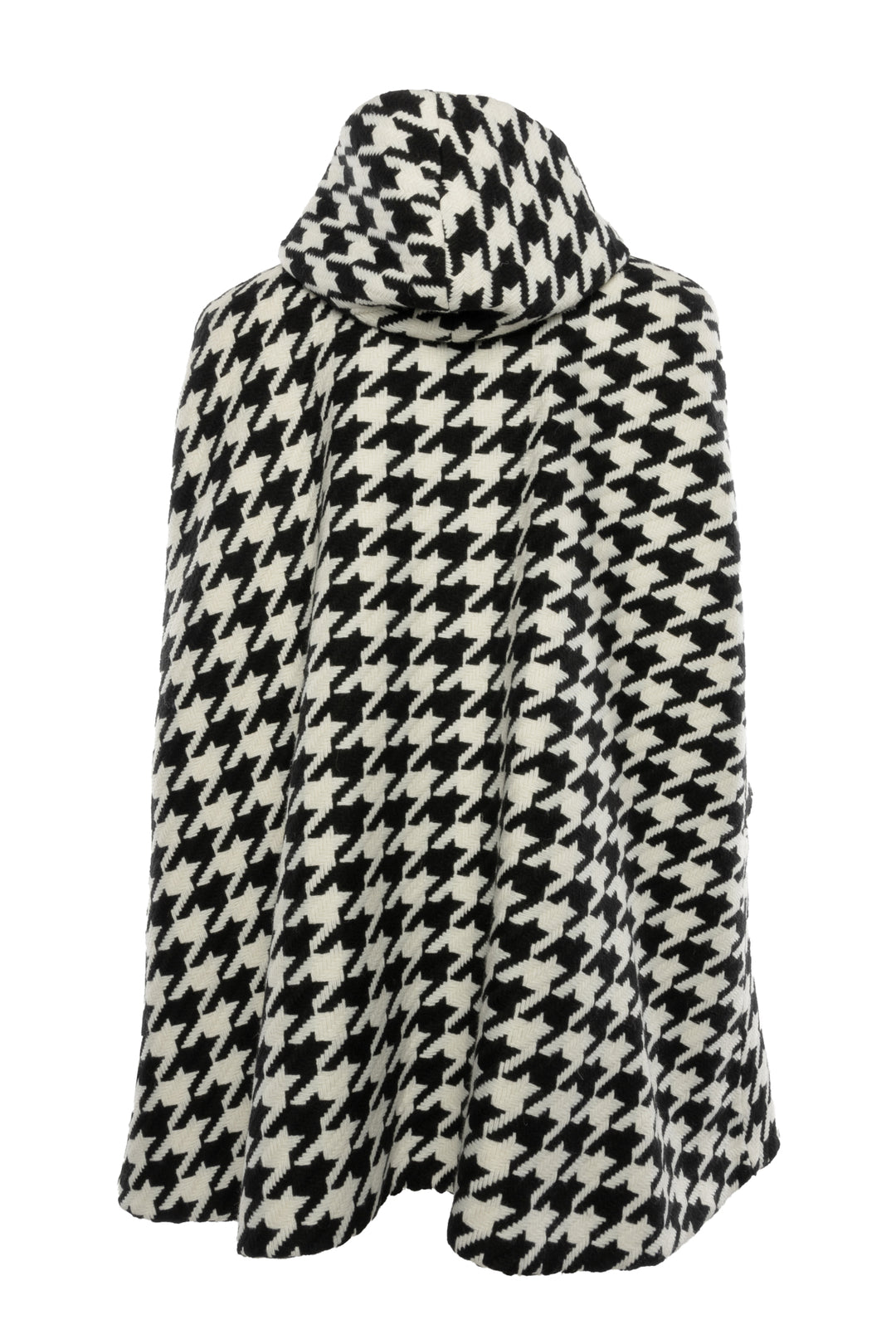 Balmain Size 42 Hooded Houndstooth Wool Blend Cape