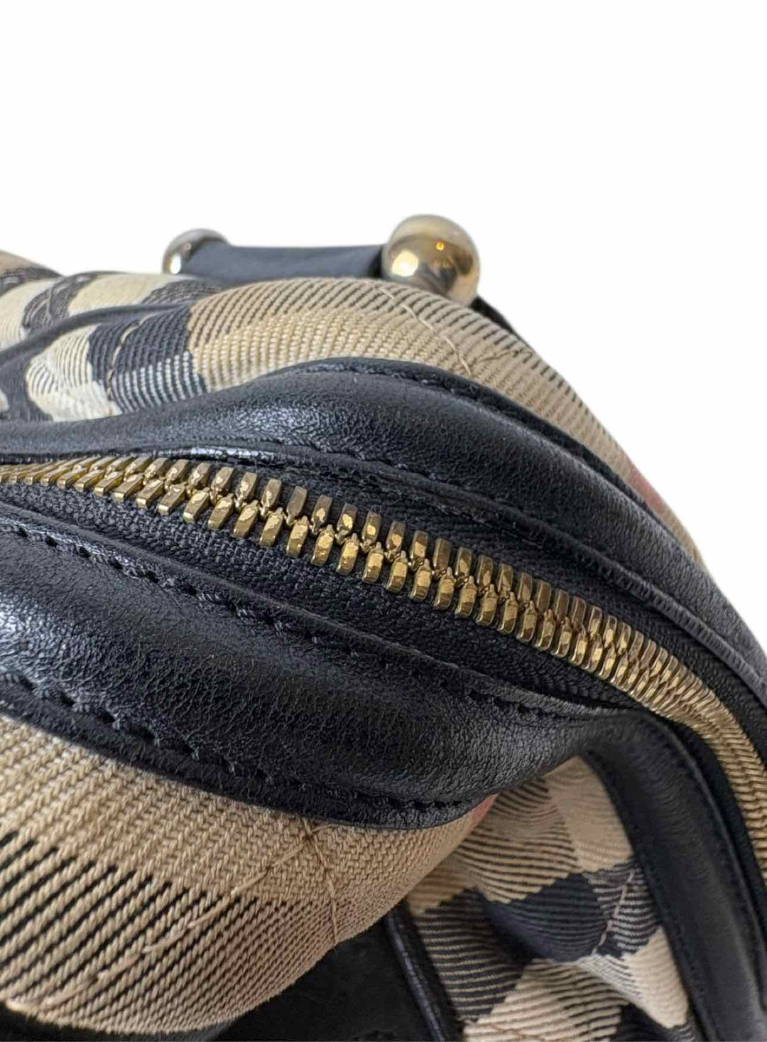 Burberry Quilted House Check fabric and Leather  Purse