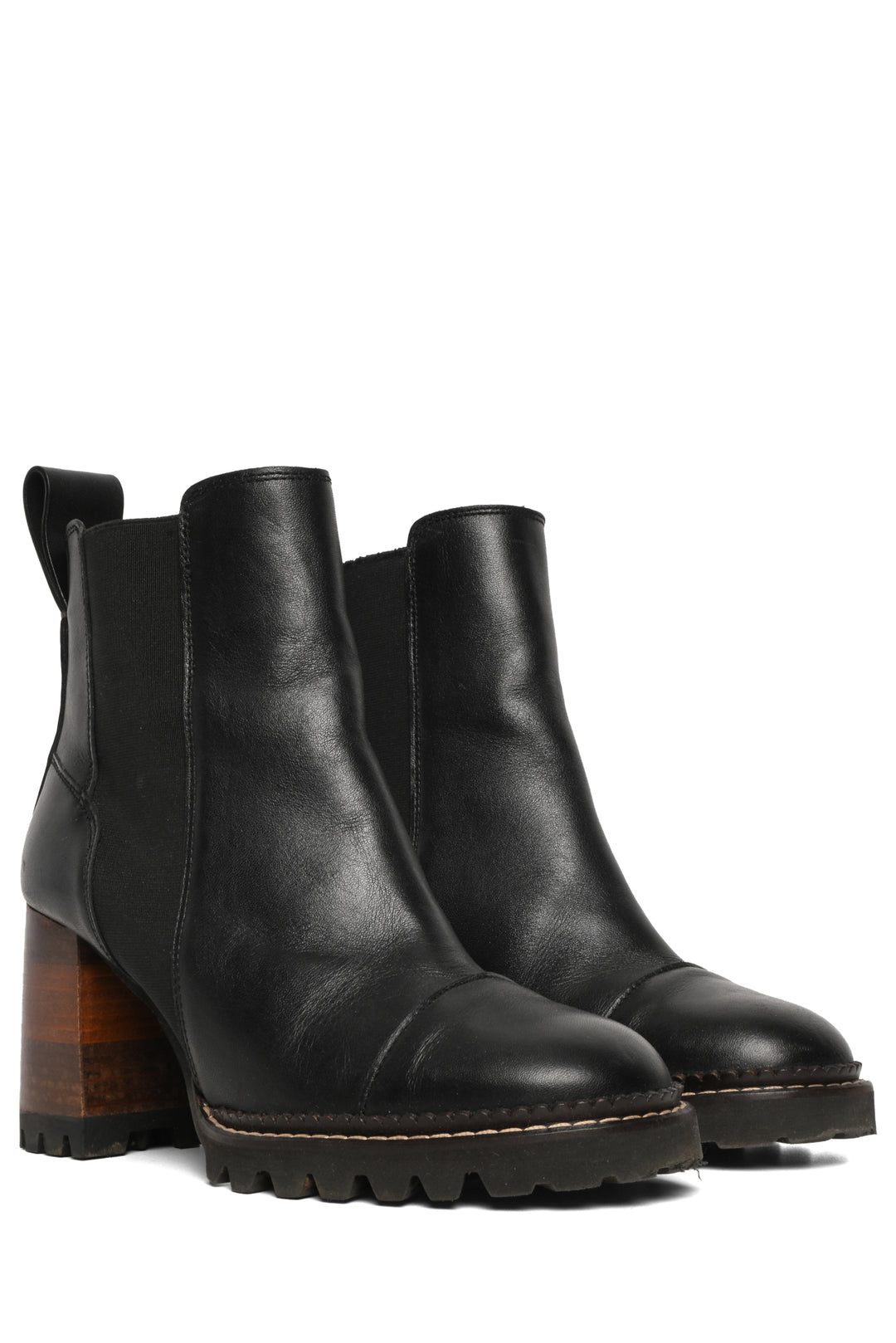 See by Chloe Size 39.5 Mallory High Block Heel Chelsea Ankle Boots