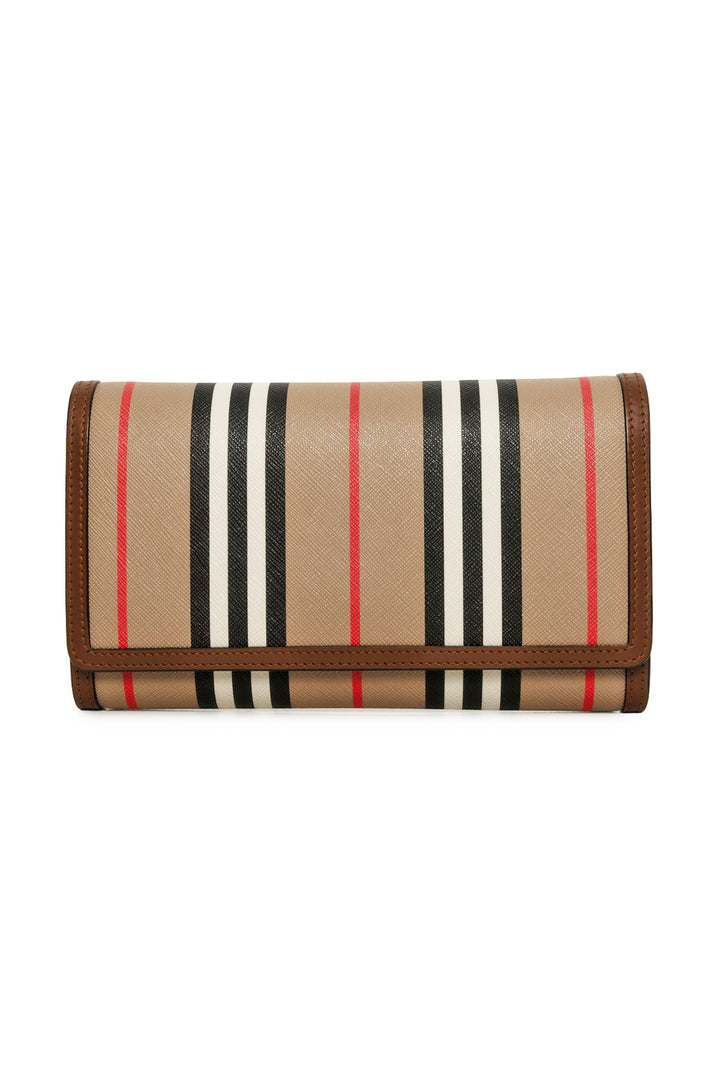 Burberry E-Canvas Icon Stripe Hannah Wallet With Detachable Strap