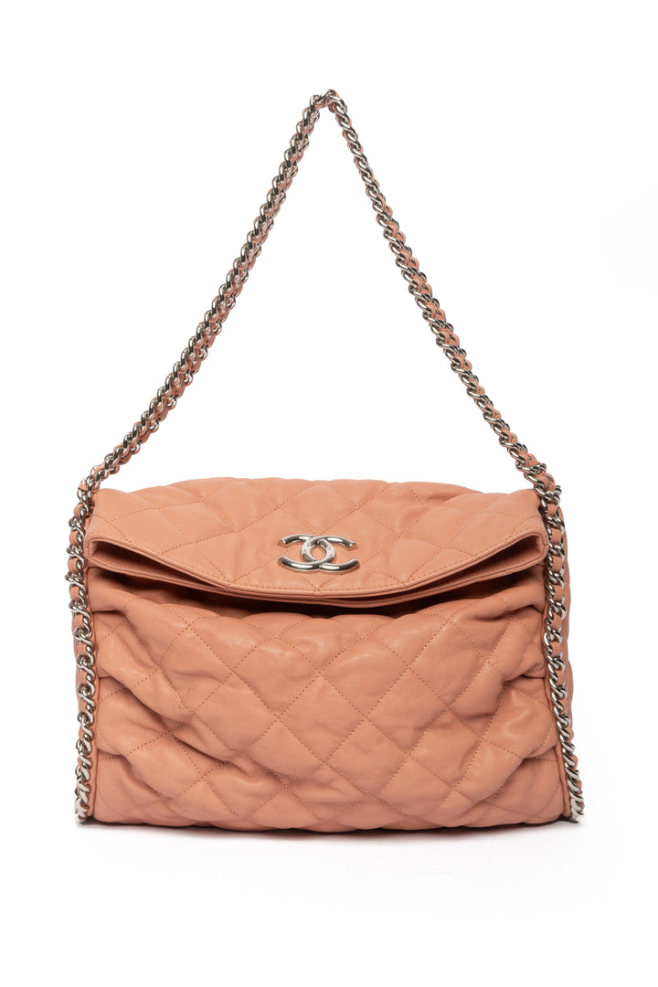 Chanel 2011 Quilted Leather Chain Around Hobo Shoulder Bag