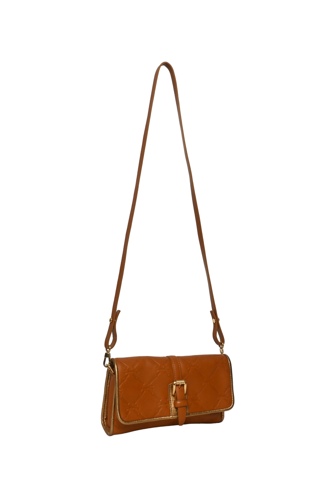 Longchamp Embossed Leather Flap Crossbody