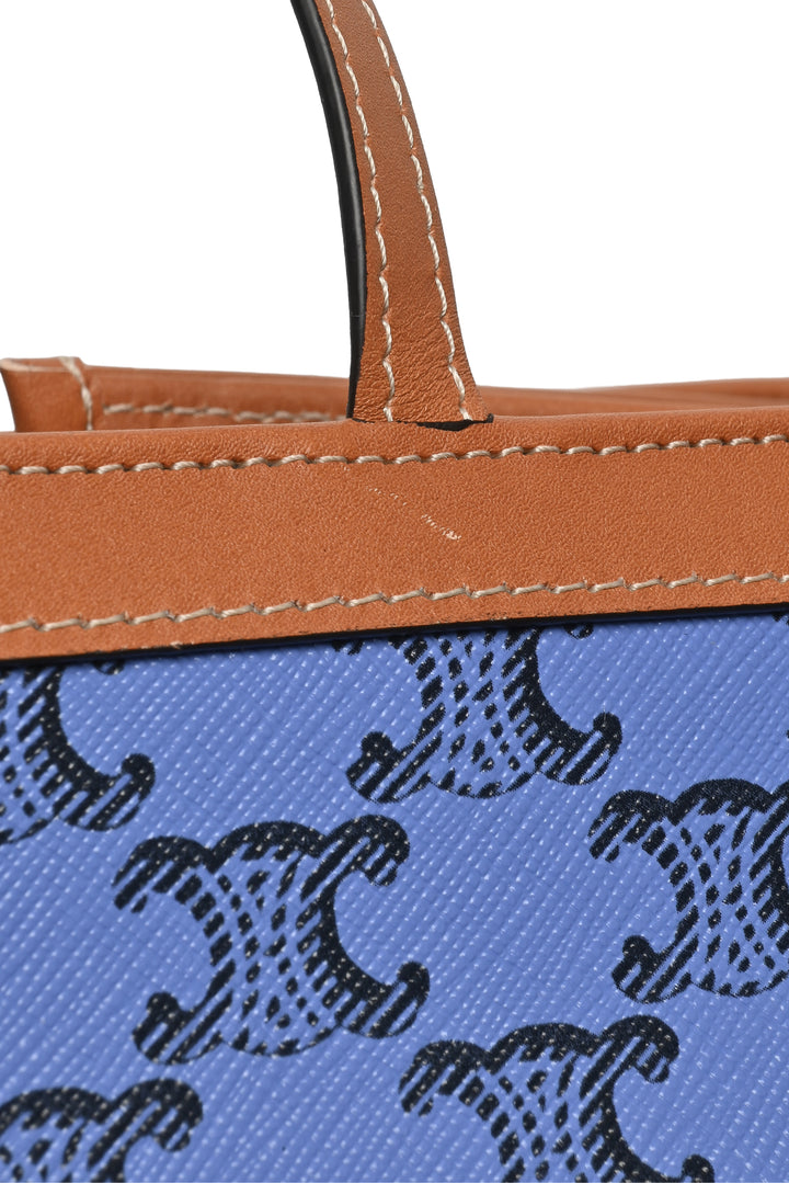 Celine Triomphe Canvas & Calfskin Large Flat Shopper Tote