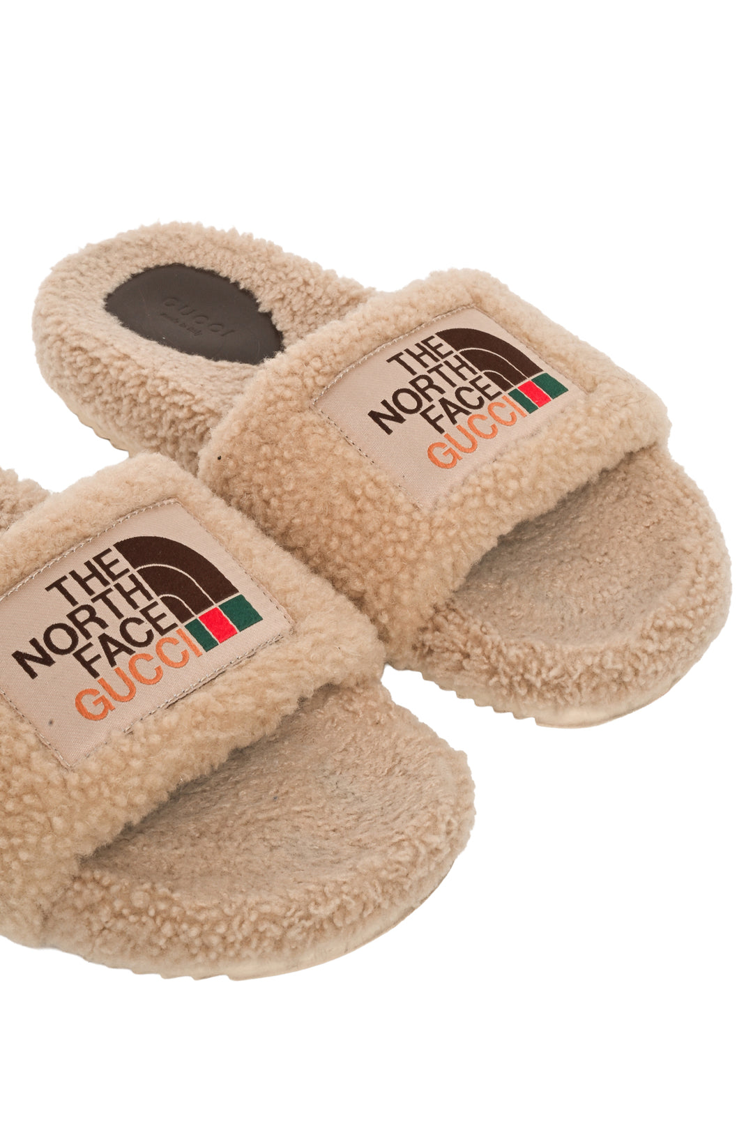 Gucci x North Face Size 38 Shearling Slides